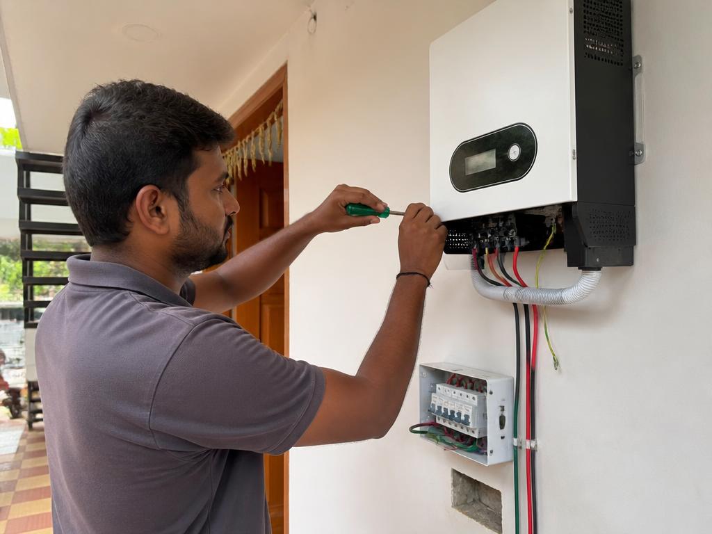 Home inverter installation in a Gurugram residence